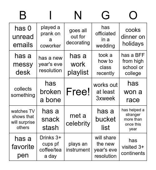 The more we know... Bingo Card