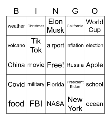 CNN10 Bingo Card