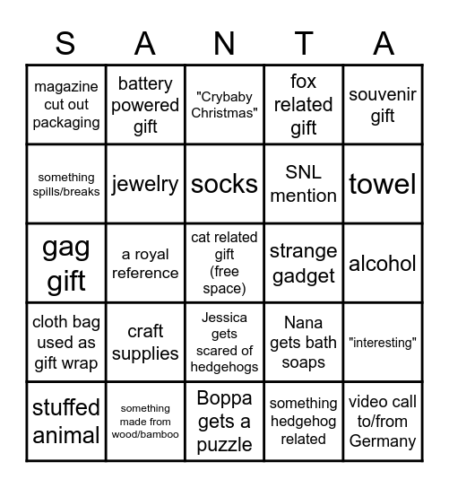 Christmas Bingo Card