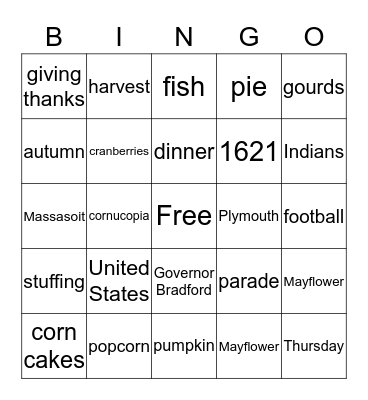 Thanksgiving BingoUntitled Bingo Card