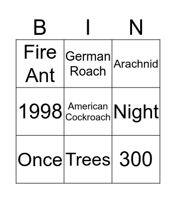 Sandpiper Bingo Card