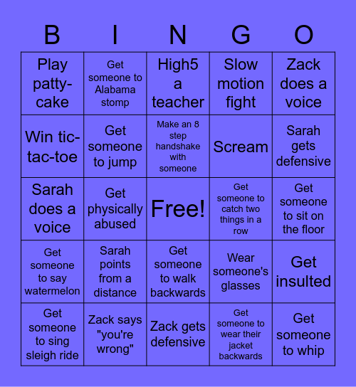 Kev and Will 2.0 Bingo Card