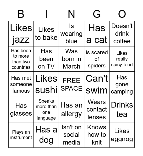 Icebreaker Bingo: Find Someone Who Bingo Card