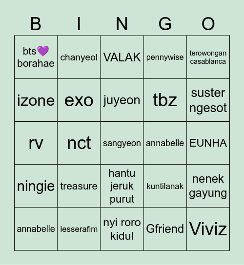 chaew’s Bingo Card