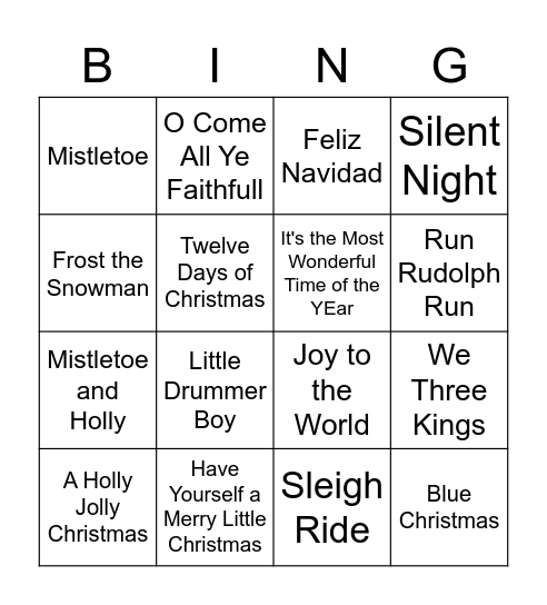 Impact Christmas Bingo Card