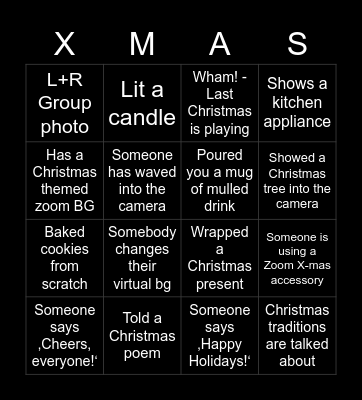 L+R holiday bingo Card