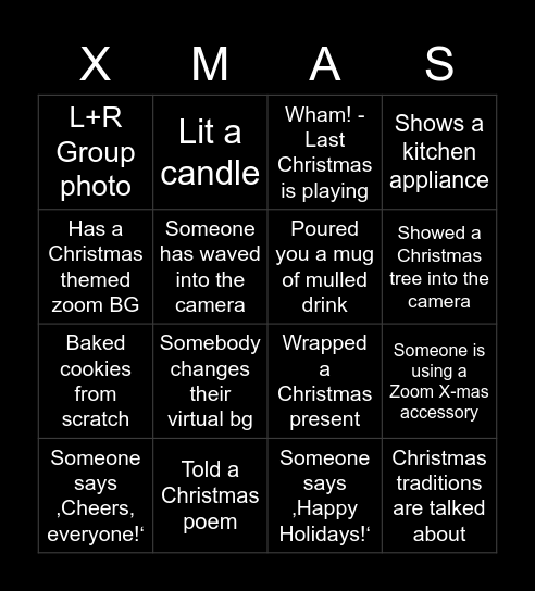 L+R holiday bingo Card