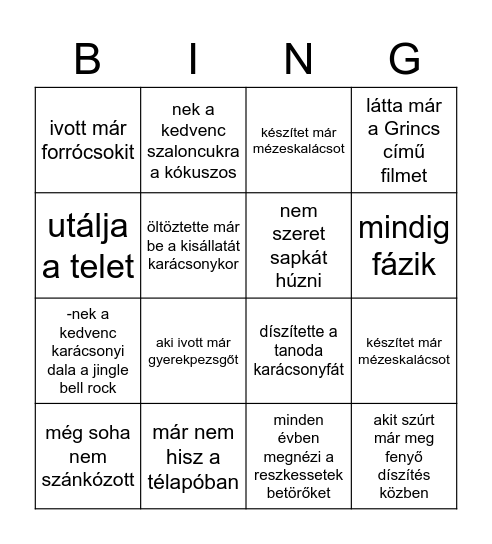 Találtam valakit, aki Bingo Card