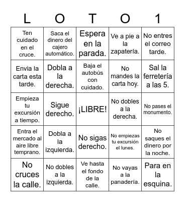 2.3 Mandatos informales Bingo Card