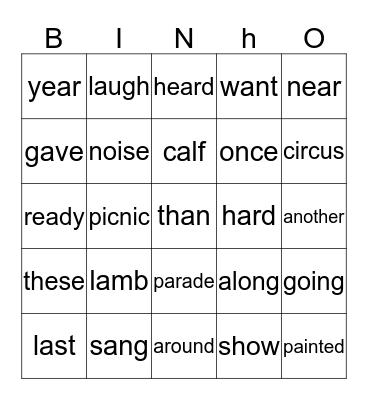 Carmelo's Core Vocab Bingo Card