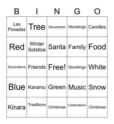 Global Winter Celebrations Bingo Card