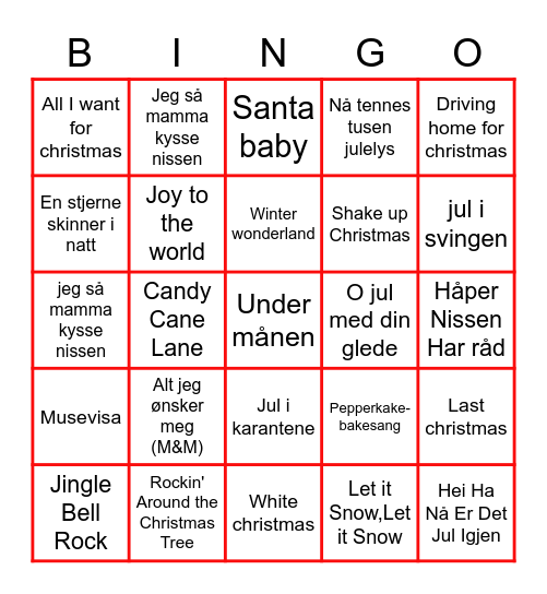 Julebingo Card