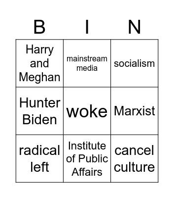 Sky News buzzwords bingo Card
