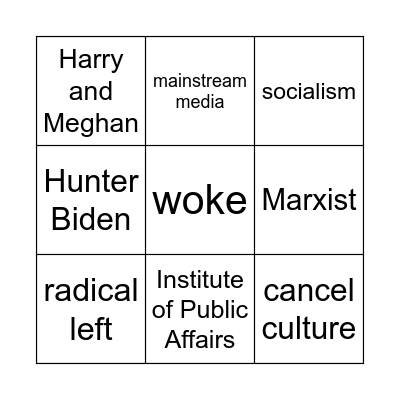 Sky News buzzwords bingo Card