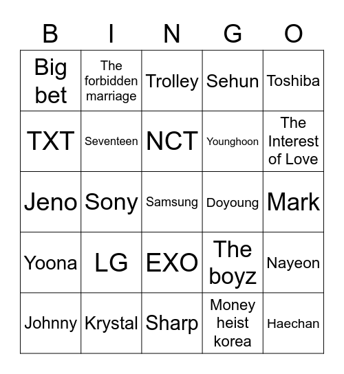 Chaeyeon Bingo Card