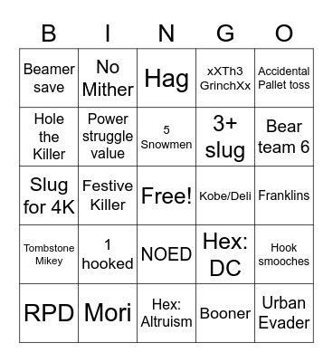 DBD Bingo Card