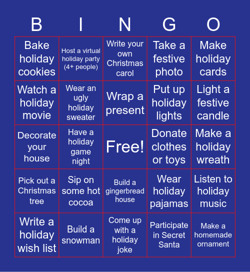 Holiday Bingo Card