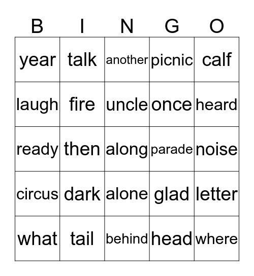 Xavier's Core Vocab Bingo Card