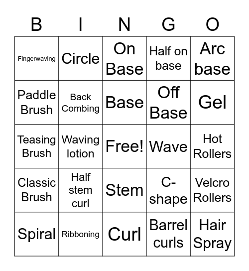 Chapter 17 Hairstyling Bingo Card