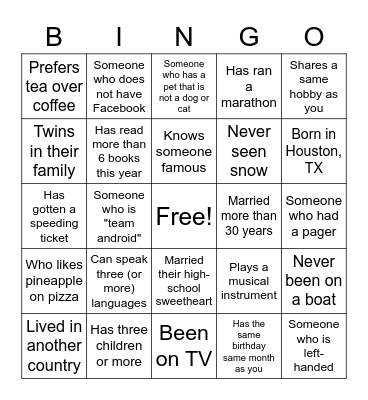 Getting To Know FIN IT Bingo Card