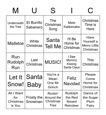 Christmas Carol BINGO Card