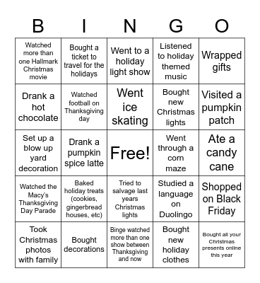 Lainie's Christmas Bingo Card