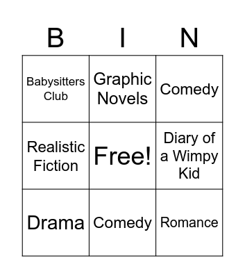 Literary genres bingo Card