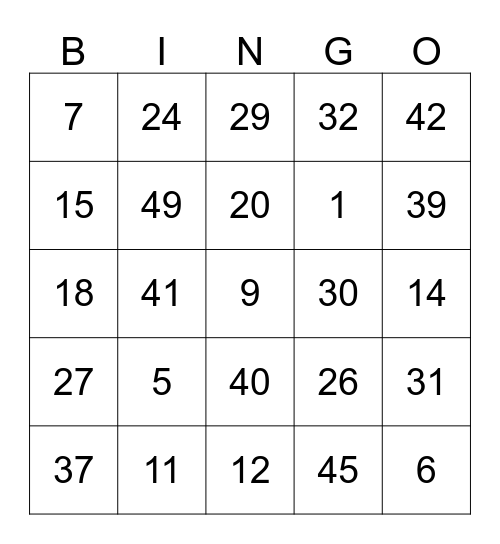 Bingokaart van Lien Bingo Card