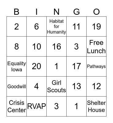 2015 Johnson County Office BINGO for Charity! Bingo Card