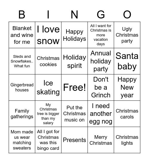 Christmas Bingo Card