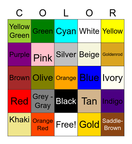 Jello Bingo Card
