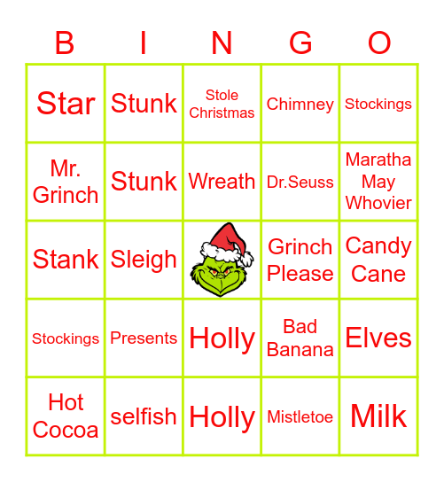 GRINCH BINGO! Bingo Card