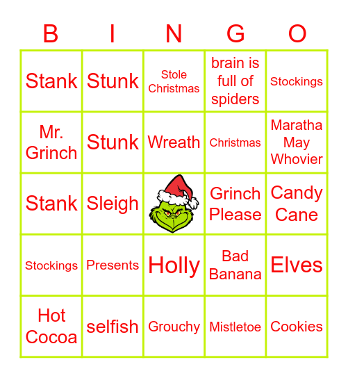 GRINCH BINGO! Bingo Card