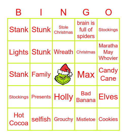 GRINCH BINGO! Bingo Card