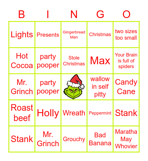 GRINCH BINGO! Bingo Card