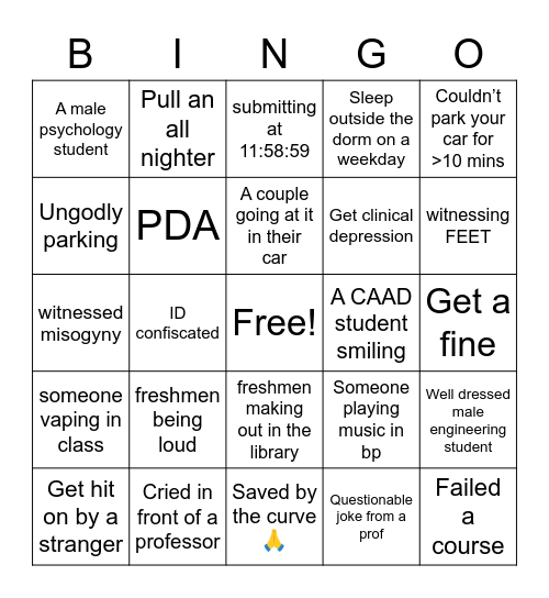 AUS bingo Card