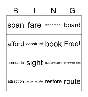 Revision Bingo Card