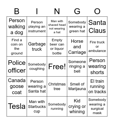 Christmas in Downtown Chicago Bingo Card