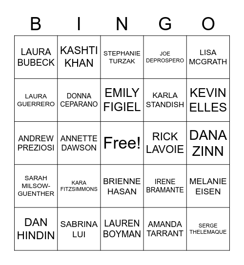 DCA BINGO Card