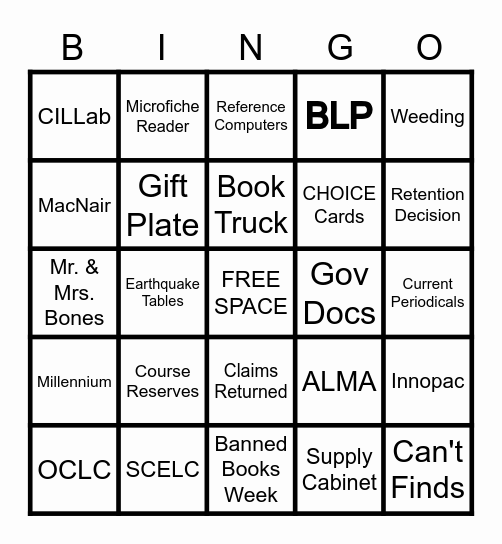 Library Lingo Bingo Card