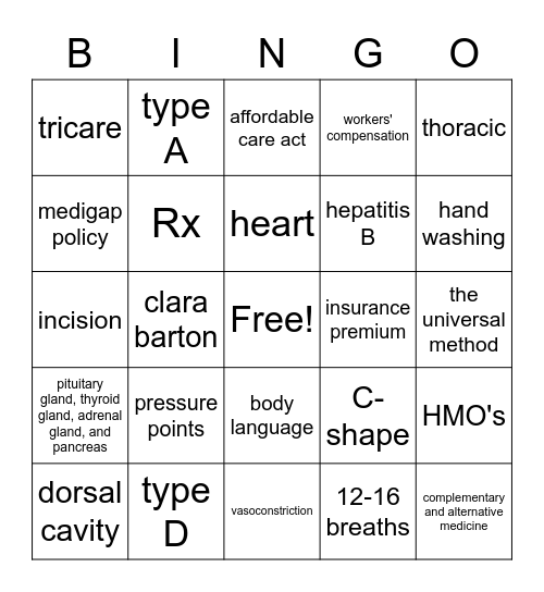 health science bingo review Bingo Card