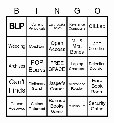 Library Lingo Bingo Card