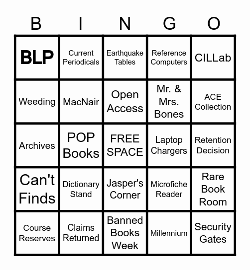Library Lingo Bingo Card