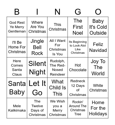 Christmas Music Bingo Card