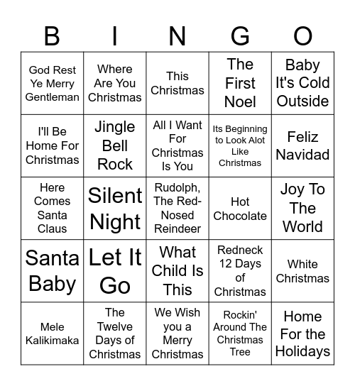 Christmas Music Bingo Card