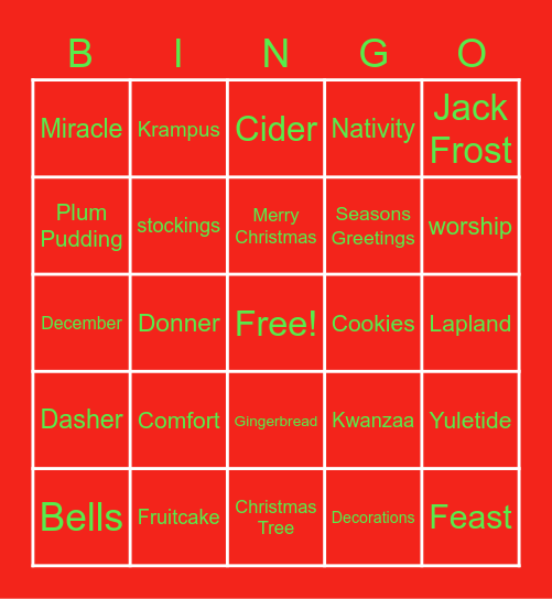 EOS Holiday Bingo! Bingo Card