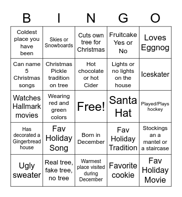 VIBE@5 Holiday Edition Bingo Card