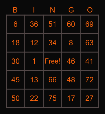 BINGO NI M'CATHRINA Bingo Card