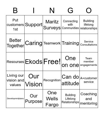 Team Engagement Bingo Card