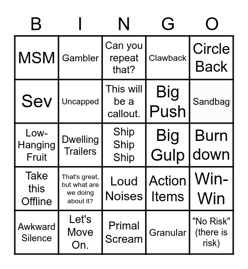 AR-Central's DBR Bingo Card